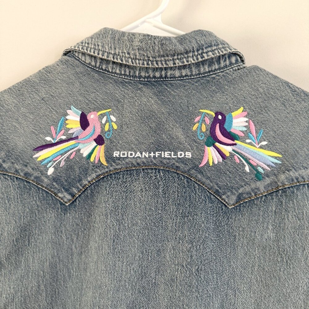 Imogen and Willie Special Edition Rodan + Fields embroidered Denim top